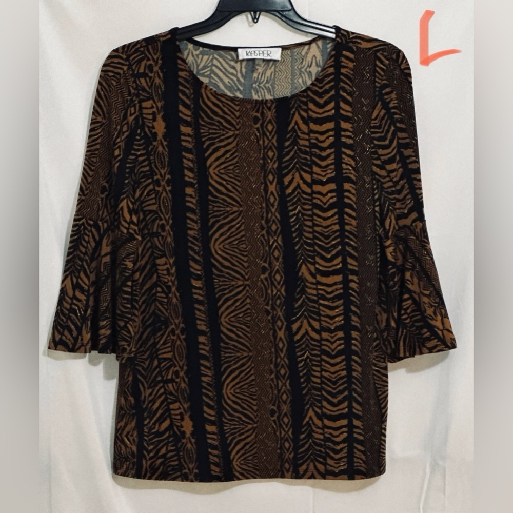 Kasper Women's Brown Patterned Top